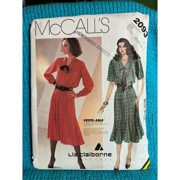 McCalls sewing pattern 2093 liz claiborne dress swing skirt - Picture 1 of 5